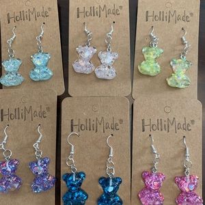 Glitter gummy bear earrings